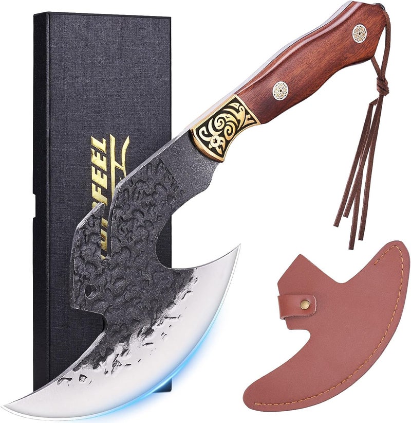 TopFeel Viking Knife Butcher Meat Cleaver Cutting Boning Knife Chinese Kitchen Axe with Sheath for Home & Outdoor BBQ Camping Knives Gift for Men Chirstmas Birthday - Image 1